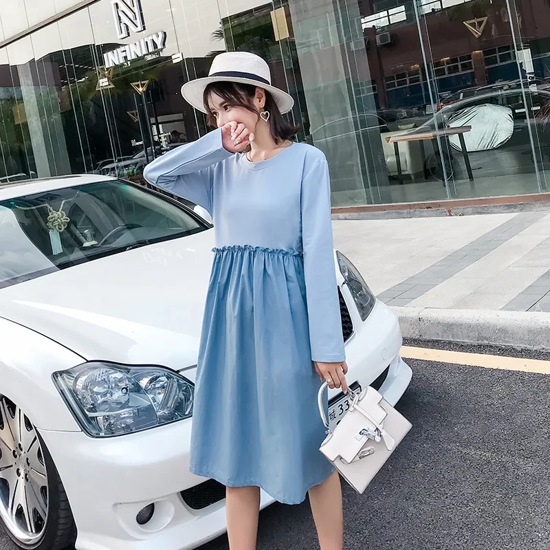 

2018 Autumn Korean-style Belt Loose And Plus-sized WOMEN'S Dress Maternity Clothes Dress