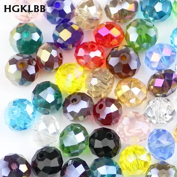 

HGKLBB Austrian Rondelle crystals beads 10mm 20pcs Round faceted glass ball spacer loose beads Jewelry for Making Bracelet DIY