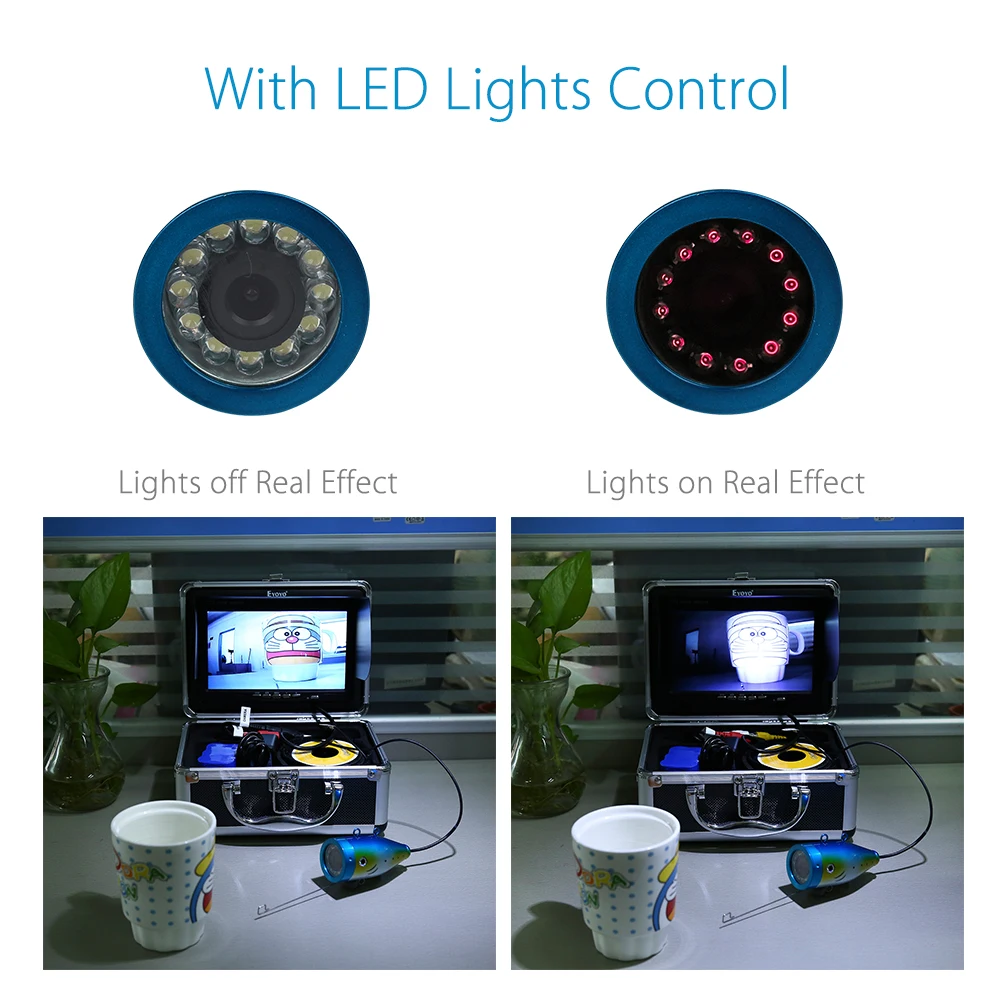 Eyoyo EF07B 7 дюймов 1000TVL рыболокатор подводная камера для подледной рыбалки видео подводная камера инфракрасная лампа рыболокатор для подледной рыбалки