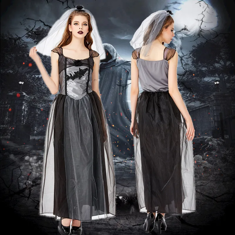 

New Style Halloween Character Play Halloween Black Ghost Bride Vampire Demon-Ghost COS Costume
