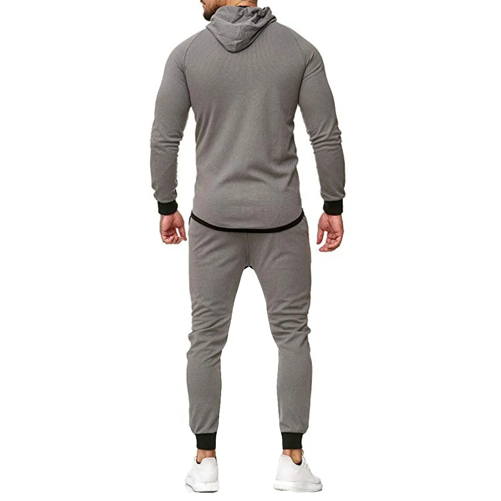 Men's Sportswear Tracksuits Men clothes Sets handsome slim patchwork Sweatshirt+Pants Sport Suit Men Clothing Set gym L30923