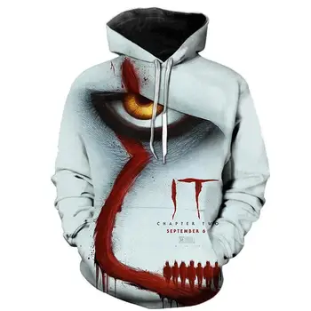 

Horror Movie It Chapter Two 3d Print Hooded Sweatshirts Men Women Fashion Casual Funny Pullover It Clown Print Pattern Hoodies