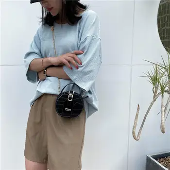 

Fashion Stone Pattern Women Round Mini Shoulder Bags PU Leather Ladies Chain Messenger Crossbody Small Handbags Purse for Girls