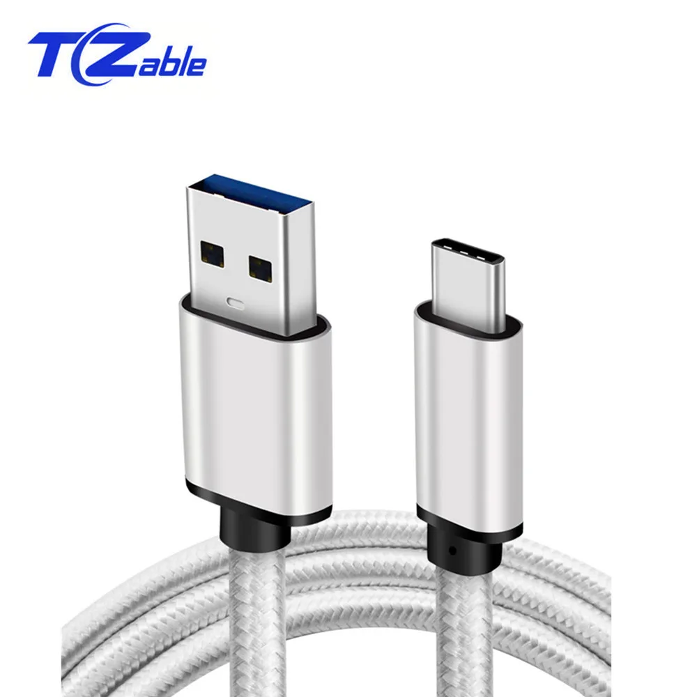 Silver USB C кабель 3A Быстрая зарядка USB-C папа к USB 3,0 папа кабель оплетка для Macbook Pro 13/15 дюйма type C кабель 1 м 2 м 5 гмбит/с - Цвет: Silver