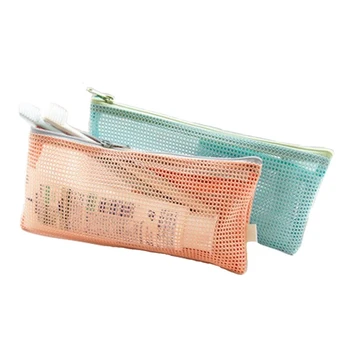 

Korean Style Travel Cosmetic Bag Mesh Makeup Pouch Beauty Case Portable Cosmetics Organizer Toiletry Storage Bag Zipper Wash Bag