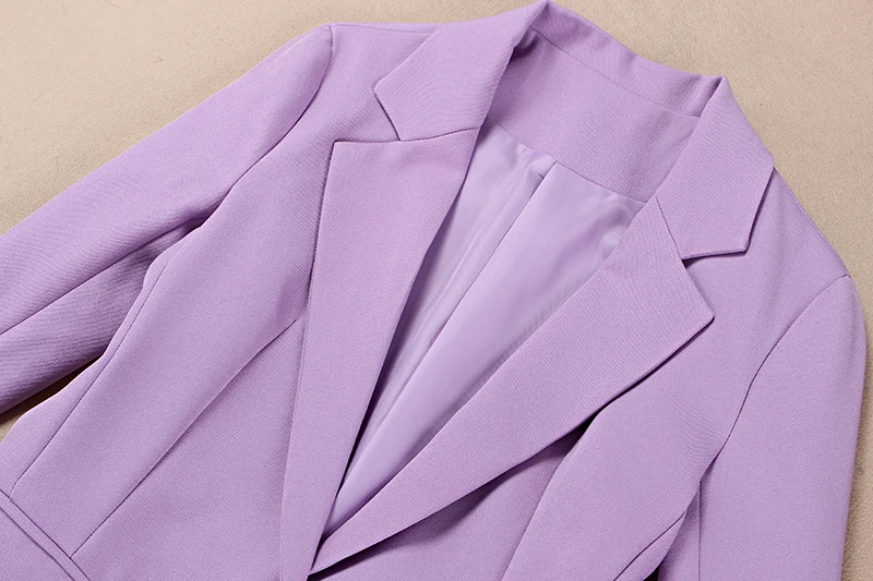 Nieuwe herfst dames kleine geur paars jasje pak vrouwelijke Professional dragen tweedelige lente en herfst mode Vrouwen set