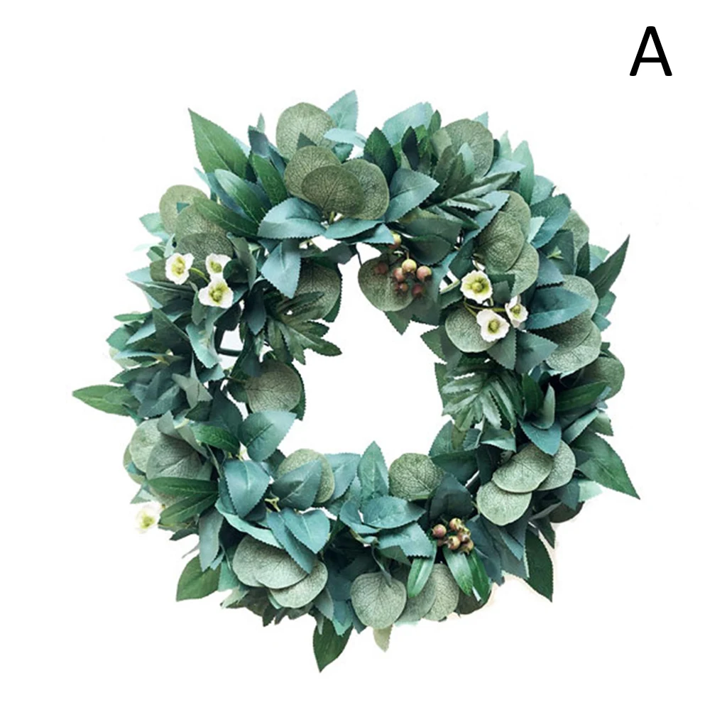 

Party Decor Artificial Green Leaves Wreath 13.8/16.9/20.8 Inch Front Door Wreath Shell Grass Boxwood Wreath For Wall Window