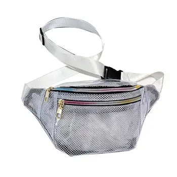 

Women Solid Color Transparent PVC Mesh Pouch Chest Bag Waist Fanny Pack