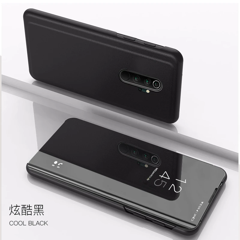 Умный зеркальный флип-чехол для телефона Xiaomi Redmi Note 8T Note 8 Pro из искусственной кожи, защитный чехол-подставка для Redmi 8 8A - Цвет: black