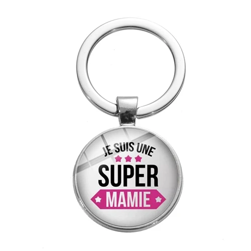 Style 6 SIAN Super Mamie Super Papy брелок для ключей chaviro Je Suis Une Mamie французский брелок для ключей сделанный вручную стеклянный кулон для женщин и мужчин подарки - Цвет: Style 6