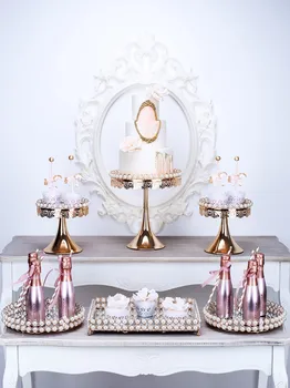 

Tobs Cupcake Tower Stand Cake Decorating Crystals Cake Stand Wedding Plates Set Metal Round Party Dessert Display Decor Tray