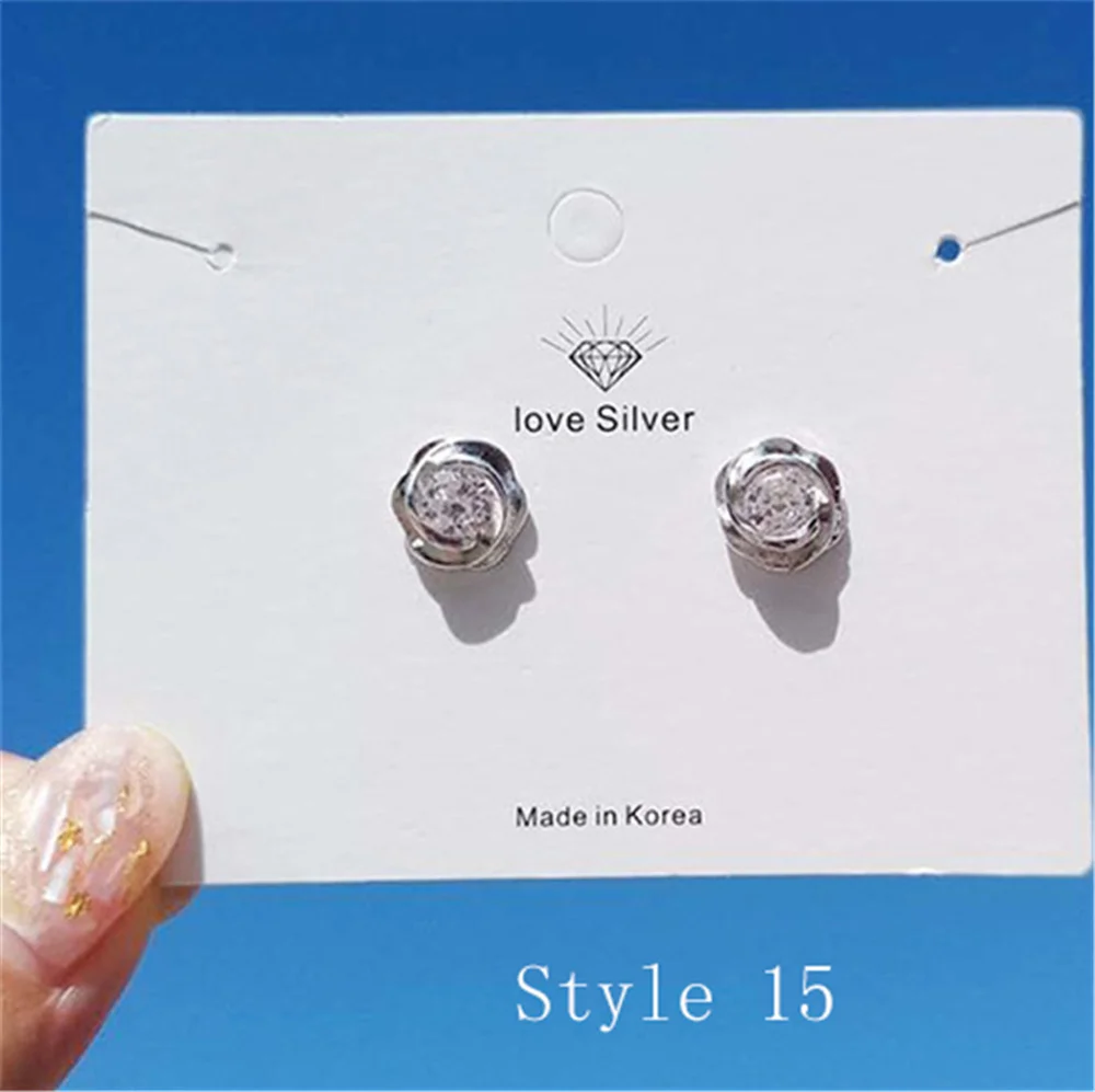 925 Sterling Silver Earrings Stud for Women Solid Silver Jewelry Earrings Bling CZ Zircon Stone Stud Brincos Bridal Wedding