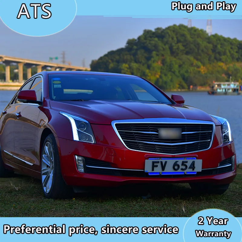 Автомобильный стиль светодиодный фары для Cadillac ATS 14-18 для ATS Головной фонарь все светодиодный DRL Объектив двойной луч H7 HID Xenon bi xenon объектив