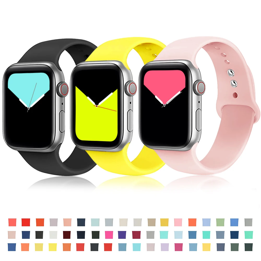 44 мм ремешок для Apple Watch Series 5 силиконовые iWatch ремешки 40 42 браслет резиновый часов