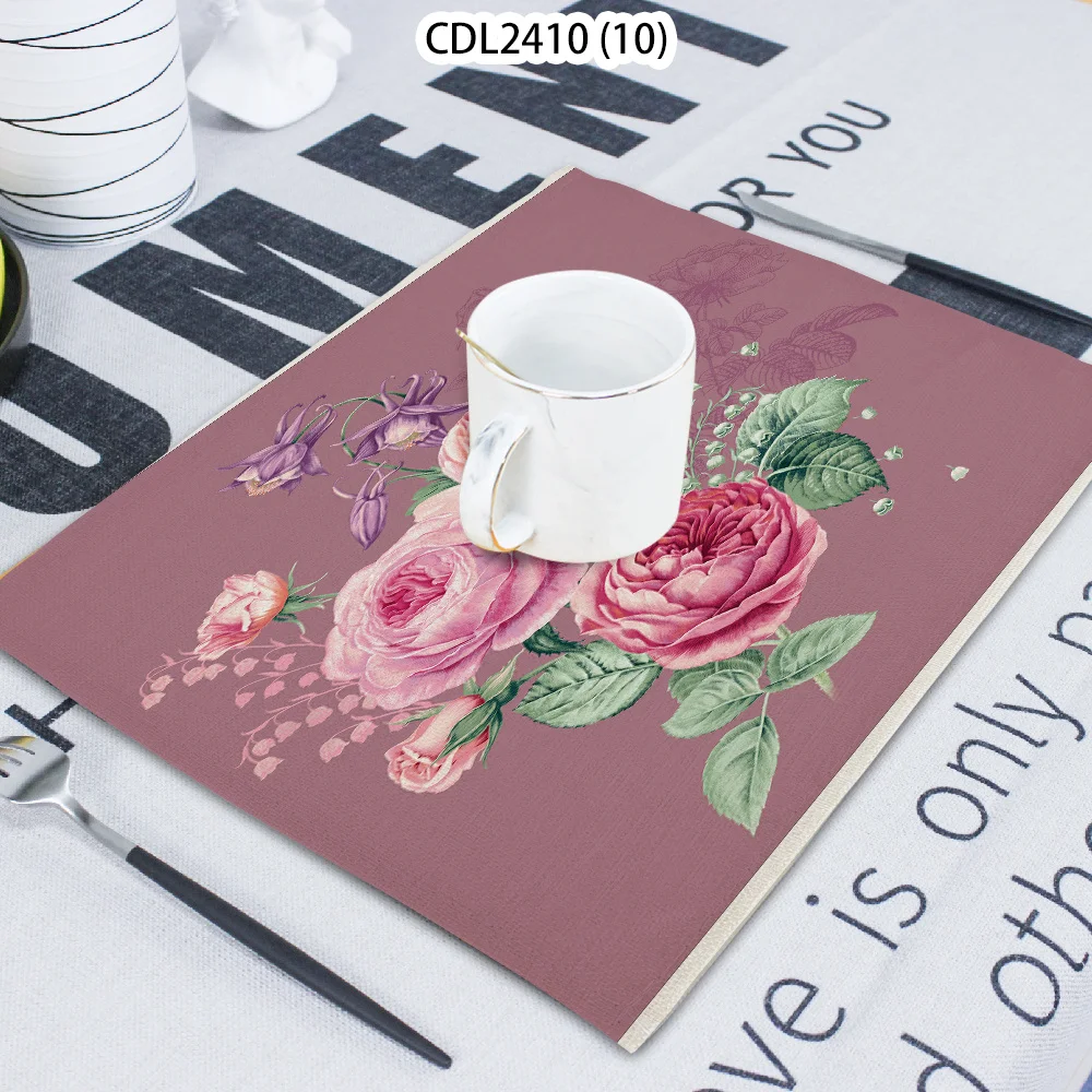 

1Pcs Flower Vegetation Pattern Peony Calico Towel Cloth Home Decoration Table Mat Cloth Tea Towel Coaster 42*32 Servilletas Tela