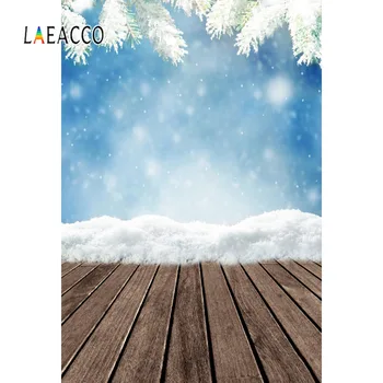 

Laeacco Winter Snow Snowflake Wood Floor Polka Dots Party Baby Child Portrait Photo Background Photography Backdrop Photo Studio