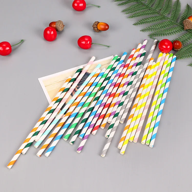 

500pcs 19.7cm Colour striped paper straw,wholesale environmental paper straw,Biodegradable paper straws