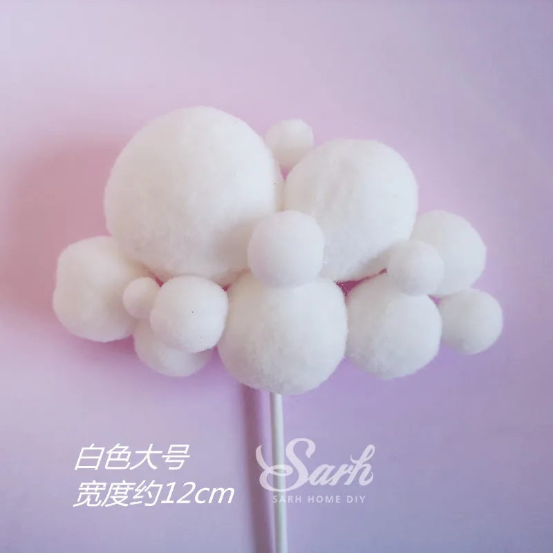 3pc clouds set C Noble Multicolor Ball Flower Cake Topper for Birthday Decoration Baby Shower Anniversary Baking Supplies Blue Dessert Love Gifts - Цвет: 3pc clouds set C