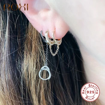 

ROXI Luxury Cool Handcuffs Square Zircon Stone Hoop Earrings for Women Girls Unusual Earrings 925 Sterling Silver Oorbellen Aros