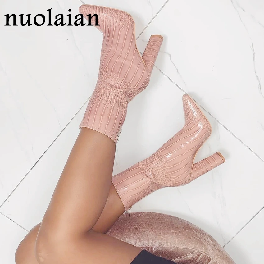 

2019 New Winter Autumn Boots Woman Ankle Boots Ladies Leather Boot 10.5CM High Heels Boots Womens Shoe Lady Chaussure