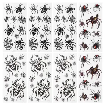 

8 Sheets Temporary Spider Stickers Shoulder Horror Spiderweb Face Fake Artificial Sticker Tattoos Stickers
