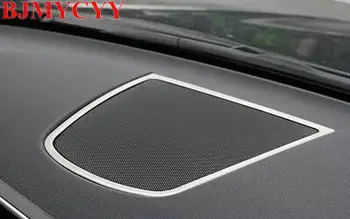 

BJMYCYY Car styling stainless steel Stickers For BMW 5 series F10 11-16 Central Console Speaker Audio Cover Frame decoration