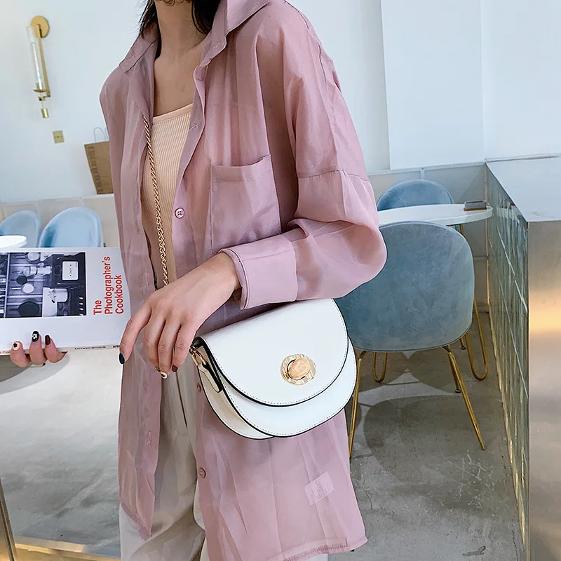 

Summer Small Bag WOMEN'S Bag New Style 2019 Non-mainstream Bag Shoulder Versatile INS Shoulder Fashion Bag with Chain