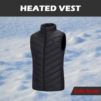 

S-4XL Electric Heated Vest Men Women Heating Waistcoat Thermal Warm Clothing Usb Heated Outdoor Vest Winter Heated Jacket