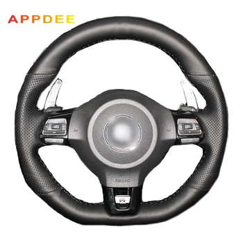 

APPDEE Black Artificial Leather Car Steering Wheel Cover for Volkswagen Golf 6 GTI MK6 VW Polo GTI Scirocco R Passat CC R-Line 2