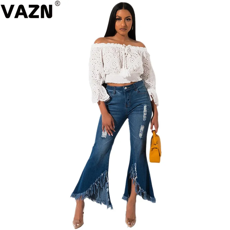 VAZN, новинка, модные, элегантные, уличные, дамские, джинсовые джинсы, женские штаны, повседневные, с кисточками, джинсы для женщин, деним, с высокой талией