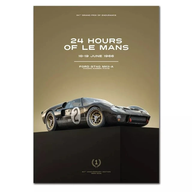24 Hours Of Le Mans FORD GT40 MKII-A Racing Car Poster Print Canvas Painting Home Decor Wall Art Picture For Living Room ZY 12041-1