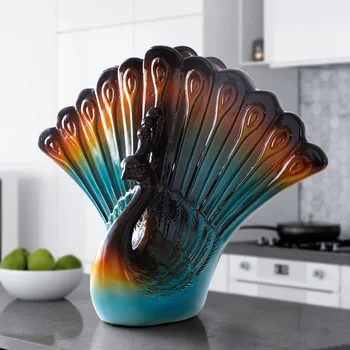 

Ceramic Peacock Vase win rack for flowers pot office home ornament wedding decoration handmade handicrafts Tabletop pottery vase
