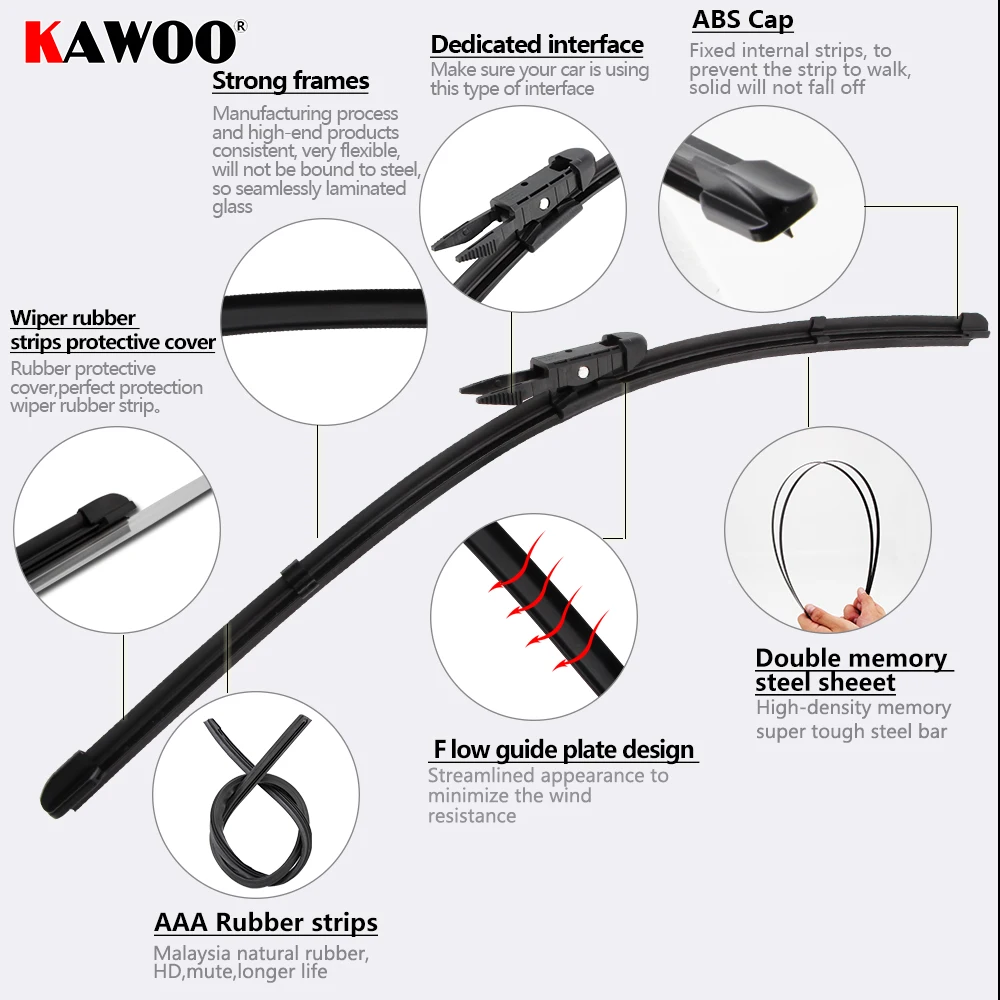 KAWOO 2 шт. Автомобильная Щетка стеклоочистителя 2"+ 24" для Citroen C4,(2004-2010) Авто мягкая резина Windcreen Стеклоочистители Лезвия автомобильные аксессуары Стайлинг