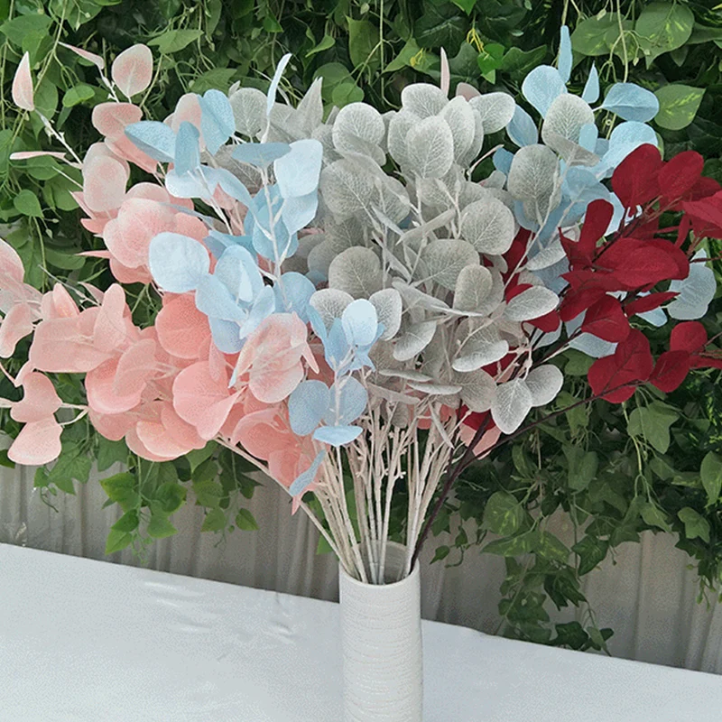 

88cm silk artificial flower green eucalyptus branch home table decor wedding fake flower arrangement Christmas plant money leaf