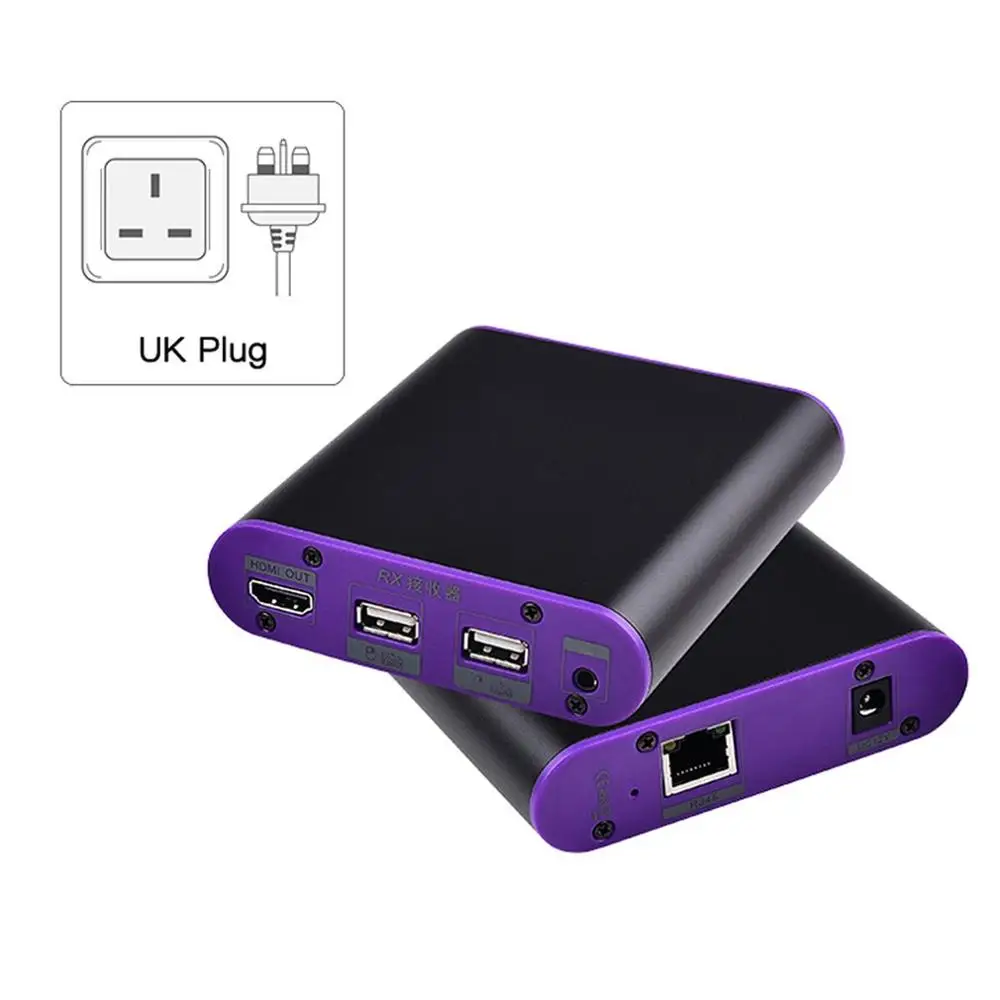 CAT872KVM HDMI передатчик и приемник Удлинитель Ethernet cat5e/6 plus/7 для глубокий цвет 3D EDID Dobly DTS - Цвет: UK plug