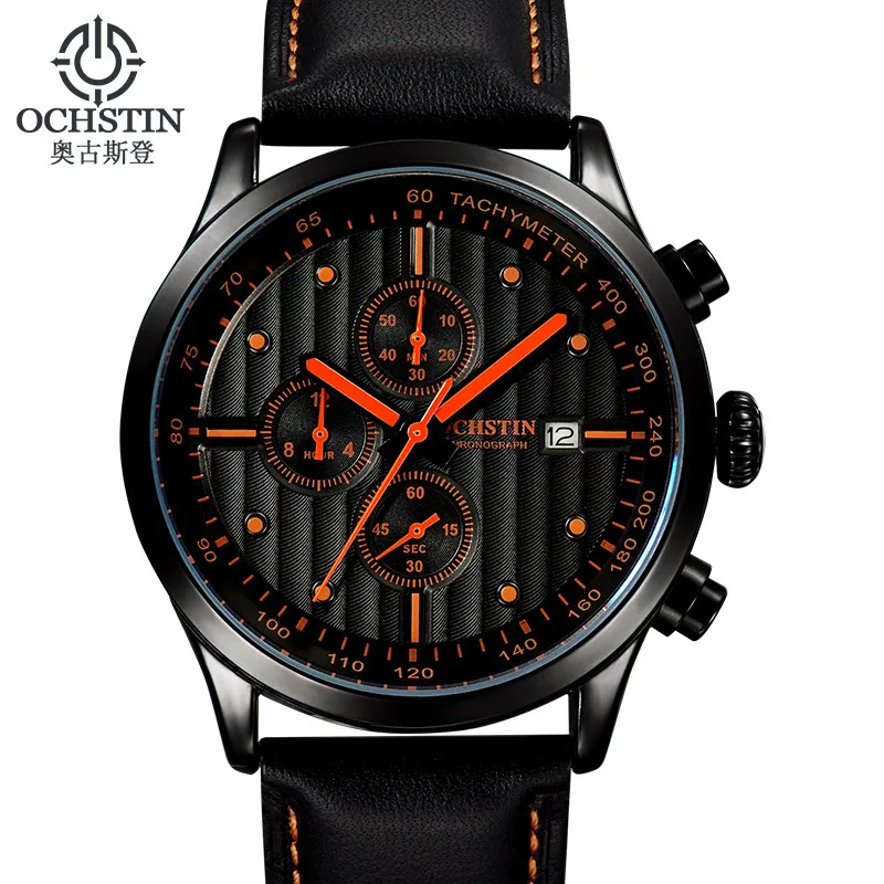 

Genuine Product Watch Men's Sports Brand Men Waterproof Top Grade Watch 6-Pin Genuine Leather Quartz Watch