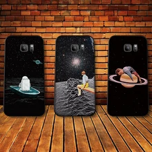 מקרה עבור Samsung A3 4 5 6 בתוספת A8 9 A10 A20 30 A40 50 A60 A70 2017 M40 J6 כיסוי שחור ולבן צבע רטרו כוכב אסטרונאוט(China)