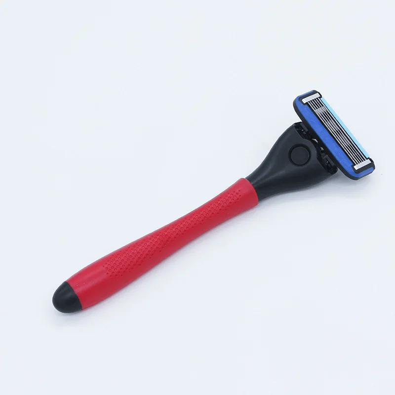 

1 Red Handle +1 Razor Head Men Manual 6-layer Stainless Steel Shaving Razor Blade Set For Face Care