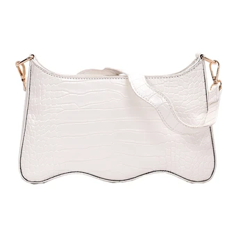 

Bags for Women Retro Small Shoulder Bag Stone Pattern Handbag and Purse Solid Color Leather Totes Bag White