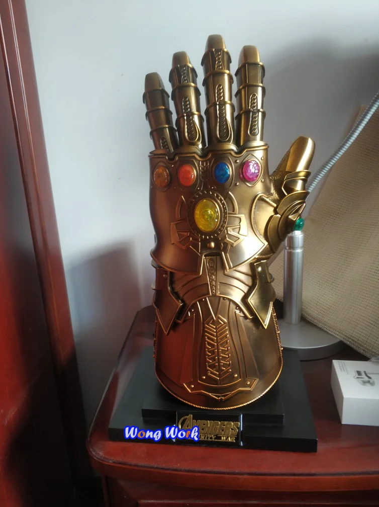 Wong рабочий HCMY Thanos Infinity Gauntlet металлический 1:1 носимый Косплей статуя светодиодный