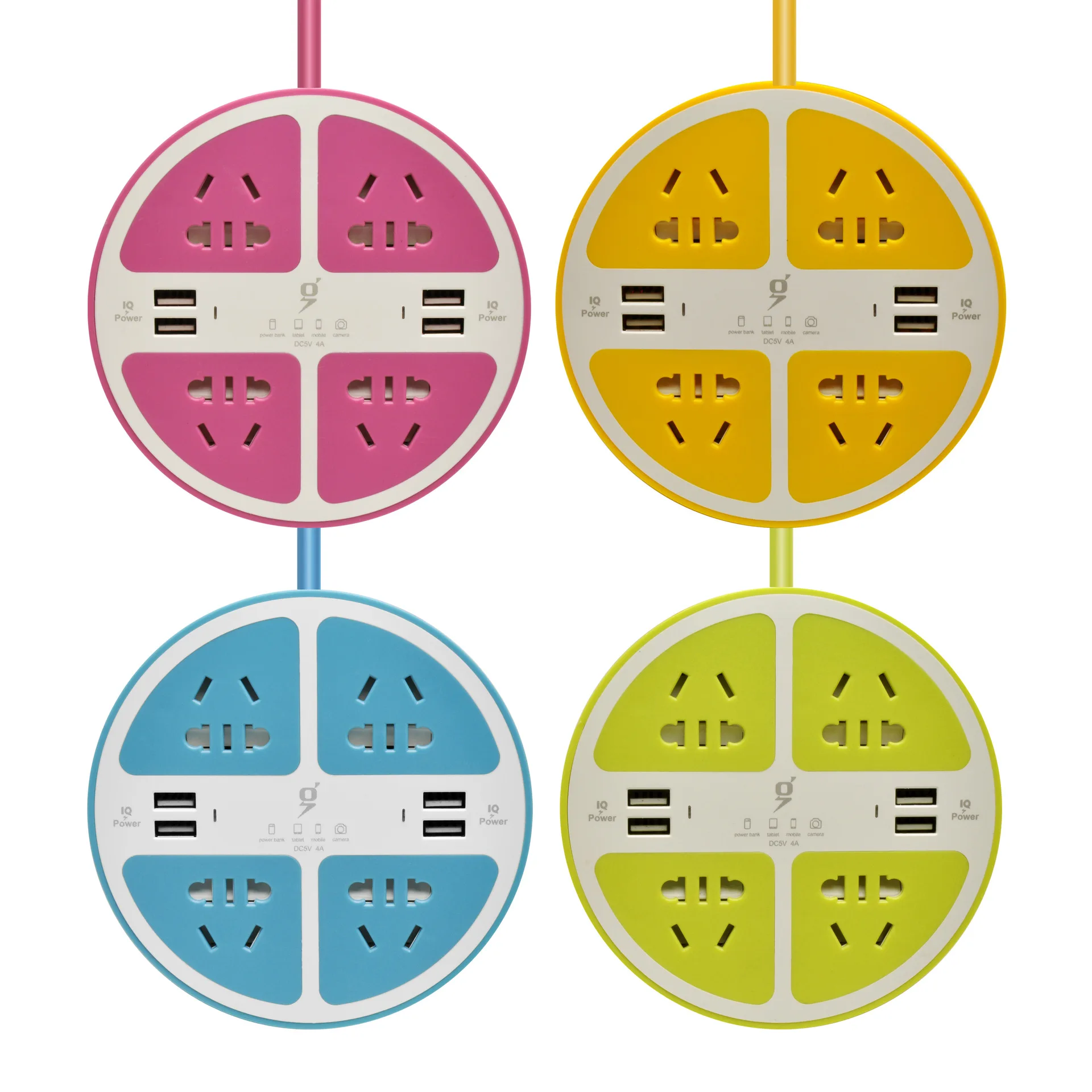 

Creative Smart Desktop Socket Lemon Outlet Strips 4USB Power Strip with Cord Creative Patch Board National Standard Triangular P