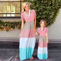 Summer Mommy and Me Family Matching Mother Daughter Dresses Clothes Striped Mom Dress Kids Child Outfits Mum Sister Baby Girl