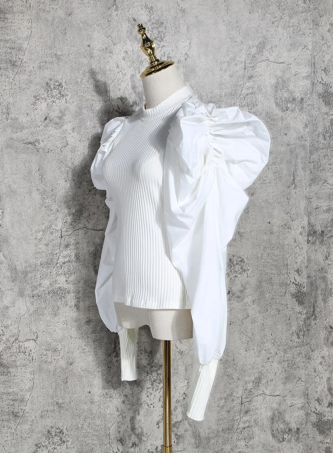COLOREE, подиумная дизайнерская женская трикотажная блузка, элегантная белая/черная блузка с длинным рукавом, женские блузки с круглым вырезом, Лоскутные Топы
