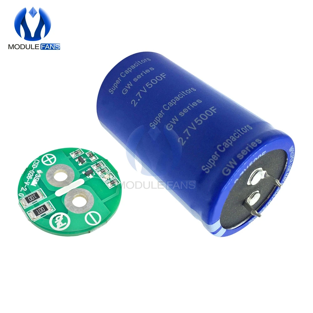 

With Balance Board Super Farad Capacitor 2.7V 500F 60*35mm 60x35mm Vehicle Rectifier Low ESR Capacitor Ultracapacitor 60x35