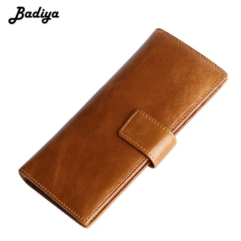 

Retro Men Genuine Leather Wallet Thin Slim Long Hasp Coin Pocket Phone Bag Multi-card Slots Business Card Holder Male Clutch Bag