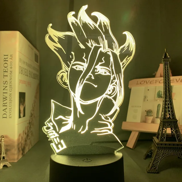 Anime Dr Stone Figure Table 3d Lamp For Kids Child Bedroom Decor Nightlight Manga Gift For Him Acrylic Led Night Light Lamp Led Night Lights Aliexpress