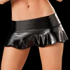 Glitter PU Leather Low Waist Falbala Tiered Single Layered Skirt Hot Sexy Charming Micro Mini Skirts Pole Dance Night Clubwear ► Photo 1/6