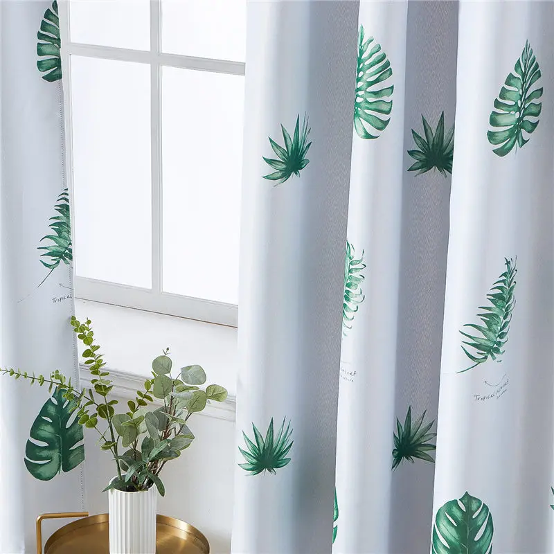 Topfinel листья Печатные затемненные шторы для гостиной растения спальни кухонные шторы из полиэстера оконные шторы занавеси - Цвет: Green