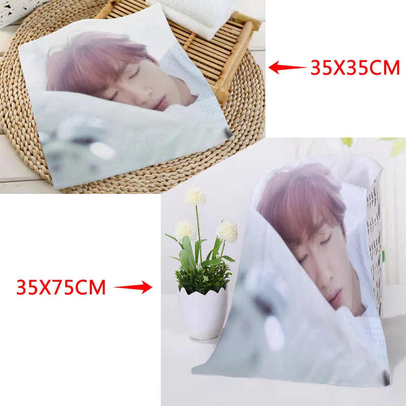 35x35 см, 35x75 см на заказ KPOP Super Junior Lee Hyuk Jae печатные квадратные полотенца из микрофибры абсорбирующие сушильные банные полотенца мочалка