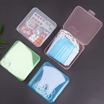 

NEW Transparent square Save masks box Mask Storage Box Medicine Box Pp Mask holder student Dustproof Case Safe Pollution-Free